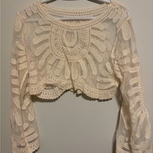 Elegant Cream Lace Cropped Top